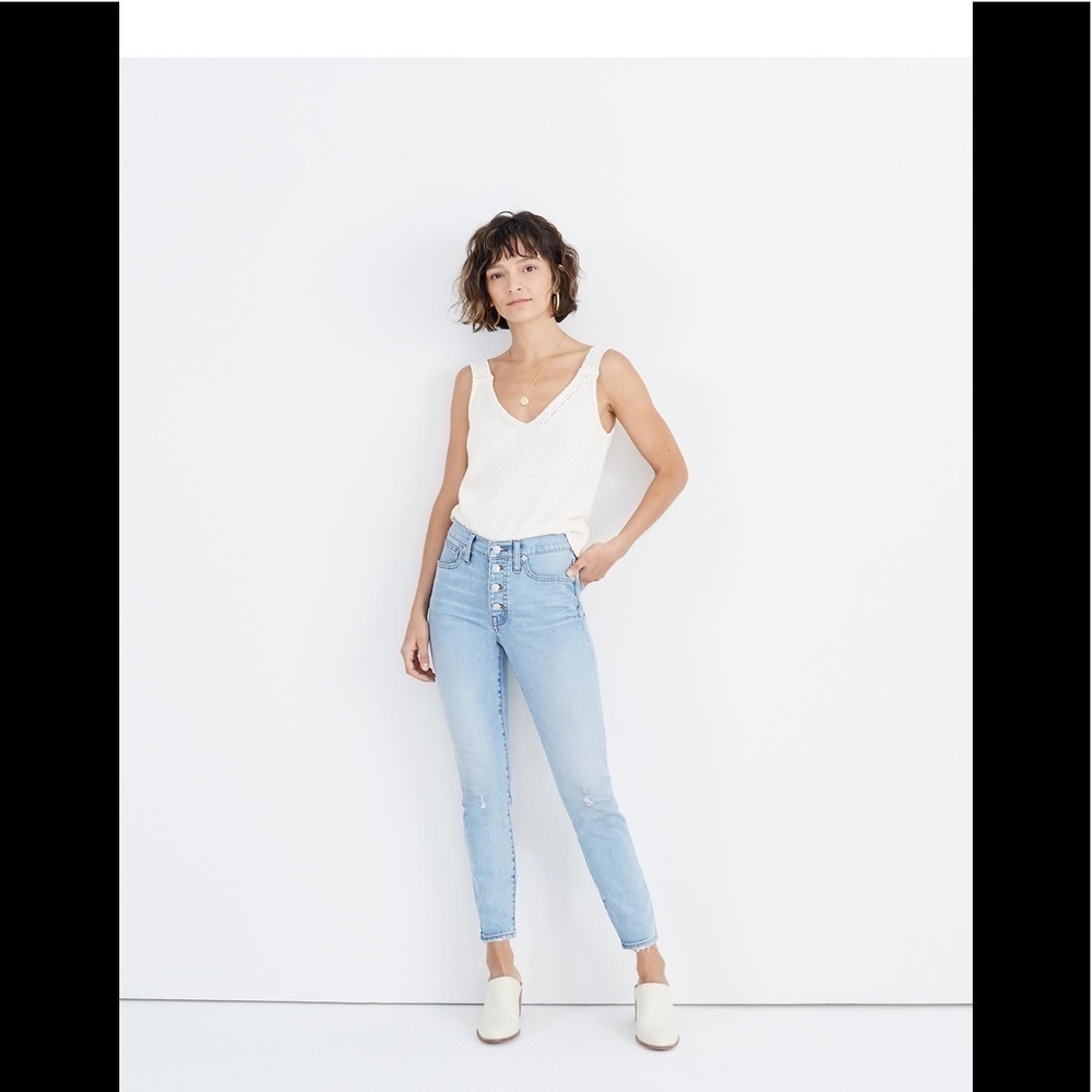 Madewell 9" Mid-Rise Skinny Crop Jeans in Asbury Wash: Button Edition Size 29